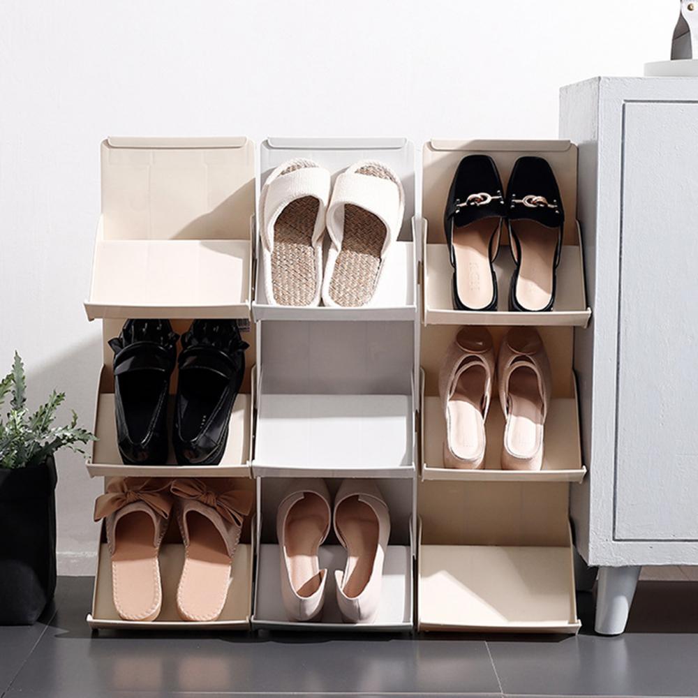 Household Plastic Assemble Shoes Rack Cabinet Stackable Space-saving Holder