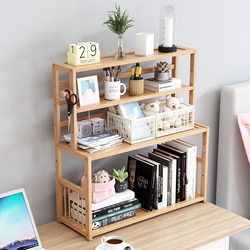 3-tier Wooden Bookshelf Stationery Organizer