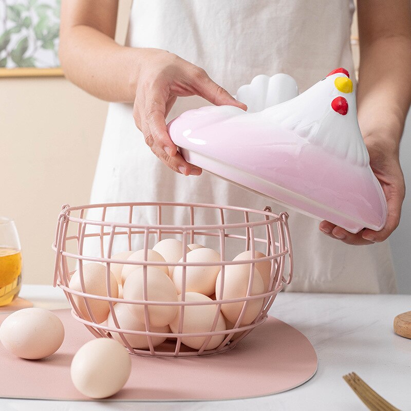 Creative Ceramic Egg Basket Kitchen Storage Basket