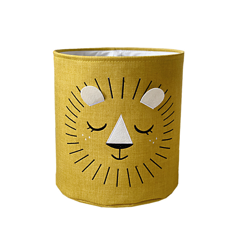 Foldable Laundry Basket for Kids, Yellow Lion