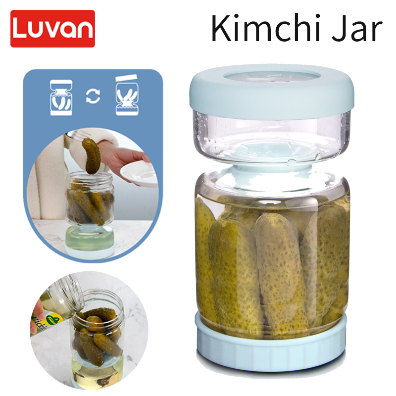 Glass Kimchi Jar Food Bottle Storage Kitchen Organizer