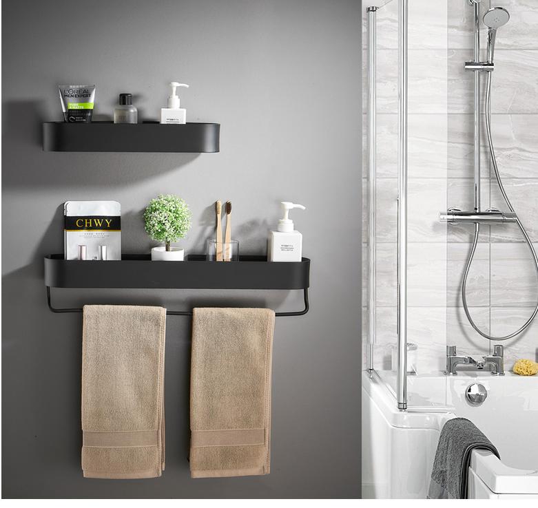 Black Bathroom Shelf 50 cm Wall Shelves