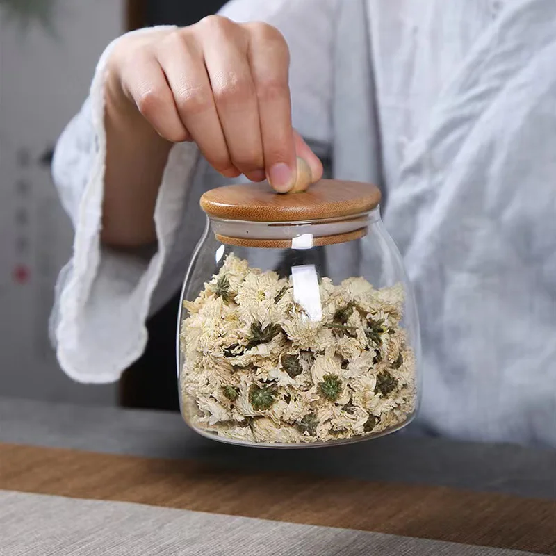 Spherical Glass Food Storage Container with Cork Lids